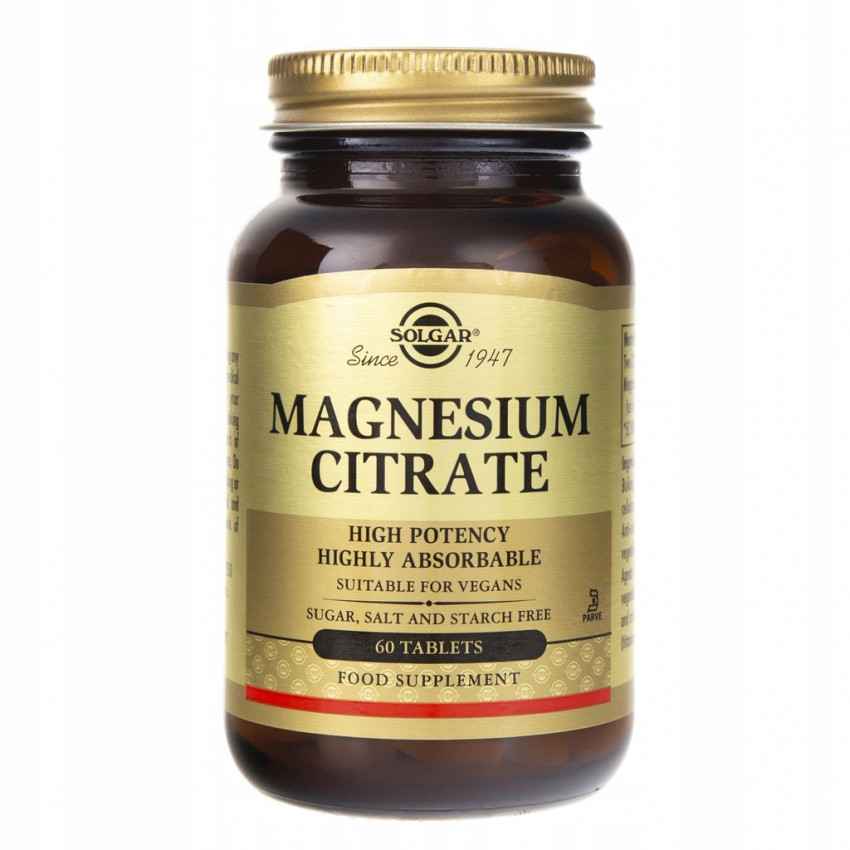 SOLGAR MAGNESIUM CITRATE 60t MUSCLE CRAMPS STRESS